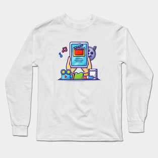 Online Movie Cartoon Vector Icon Illustration Long Sleeve T-Shirt